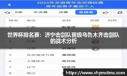 世界杯排名赛:济宁击剑队晋级乌鲁木齐击剑队的战术分析